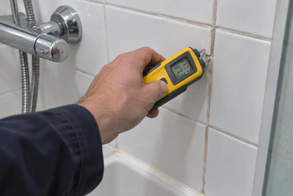 Lekdetectie Hoogland – vochtmeter op badkamertegels bij de douche