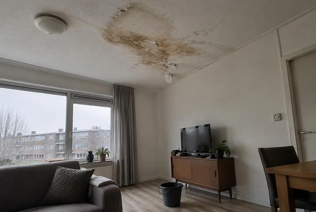Lekdetectie Hoogland – vochtplek op het plafond onder een badkamer